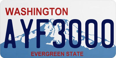 WA license plate AYF3000