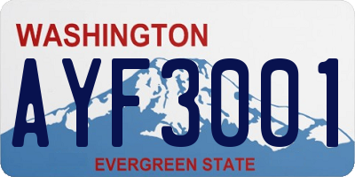 WA license plate AYF3001