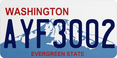 WA license plate AYF3002