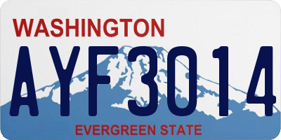 WA license plate AYF3014