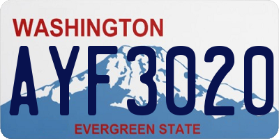 WA license plate AYF3020