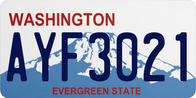 WA license plate AYF3021
