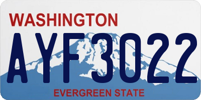 WA license plate AYF3022