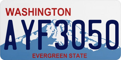 WA license plate AYF3050