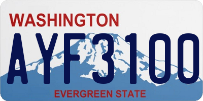 WA license plate AYF3100
