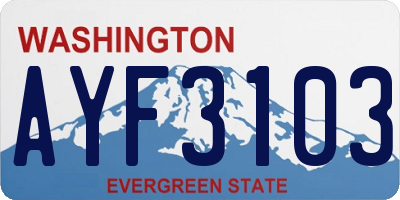 WA license plate AYF3103