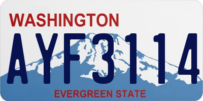 WA license plate AYF3114
