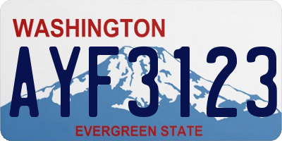 WA license plate AYF3123