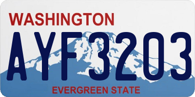 WA license plate AYF3203