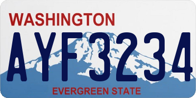 WA license plate AYF3234