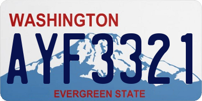 WA license plate AYF3321