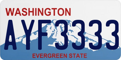 WA license plate AYF3333