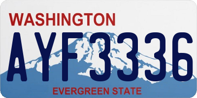 WA license plate AYF3336