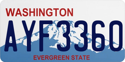 WA license plate AYF3360