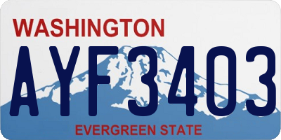 WA license plate AYF3403