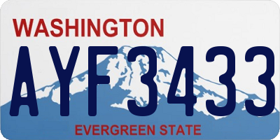 WA license plate AYF3433