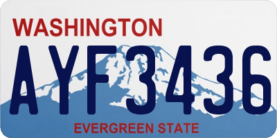 WA license plate AYF3436