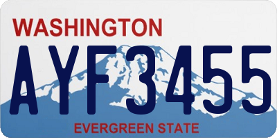 WA license plate AYF3455