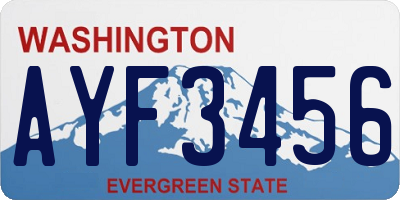 WA license plate AYF3456