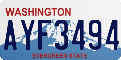 WA license plate AYF3494