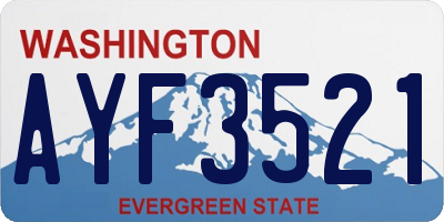 WA license plate AYF3521