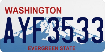 WA license plate AYF3533