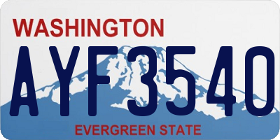 WA license plate AYF3540