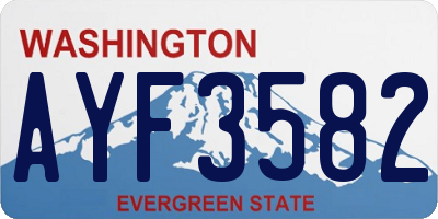 WA license plate AYF3582