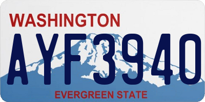 WA license plate AYF3940