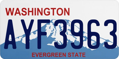 WA license plate AYF3963