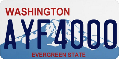 WA license plate AYF4000