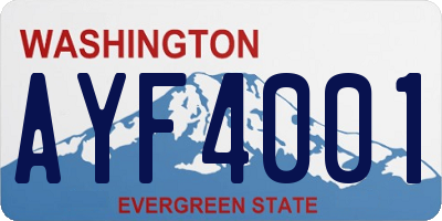 WA license plate AYF4001