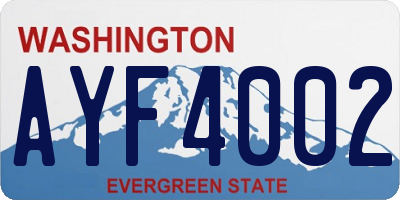 WA license plate AYF4002