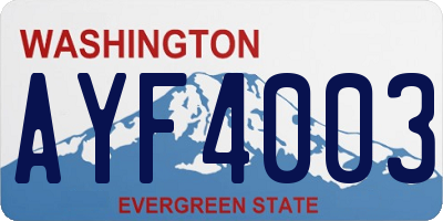 WA license plate AYF4003