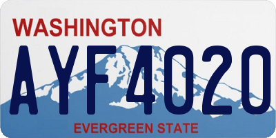 WA license plate AYF4020