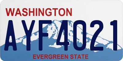 WA license plate AYF4021