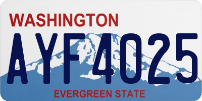 WA license plate AYF4025