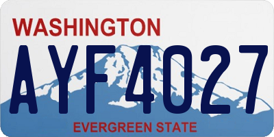 WA license plate AYF4027