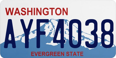 WA license plate AYF4038