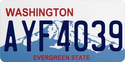 WA license plate AYF4039