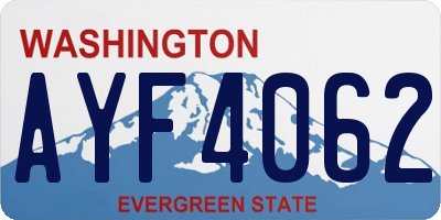 WA license plate AYF4062