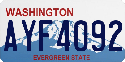 WA license plate AYF4092