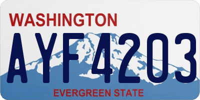 WA license plate AYF4203