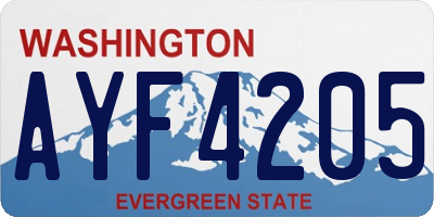 WA license plate AYF4205