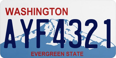 WA license plate AYF4321