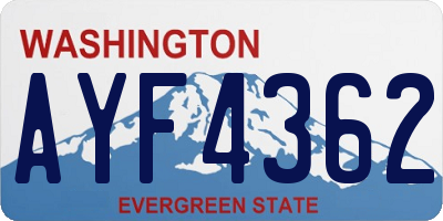 WA license plate AYF4362