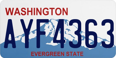 WA license plate AYF4363