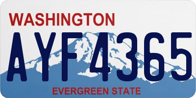 WA license plate AYF4365