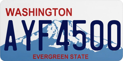 WA license plate AYF4500