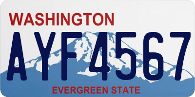 WA license plate AYF4567